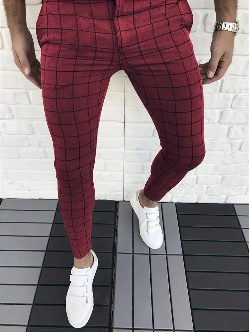 Product Introduction of Elegant Plaid Slacks, Men's Casual Vintage Style Dress Pants For Business Banquet 11