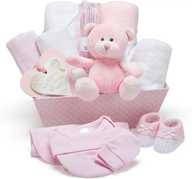 New Baby Girl Gifts Hamper - Full of Baby Gifts for Girls this Baby Girl Gift Hamper in a Pink Keepsake Box, Newborn Gifts for Baby Girl - Baby Girl Newborn Essentials Gift Basket, New Born Baby Girls Gift Set 1