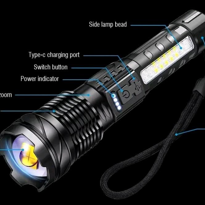 Super Bright Flashlight with USB-C Charging Port and 7 Lighting Modes for Everyday Use, Camping, Walks, Hiking, and Working - High Power LED Torch 4