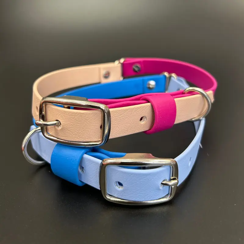 BioThane Dog Collar | Two Tone | Adjustable | Patch&Pops | Waterproof, Antibacterial, Hypoallergenic | 0