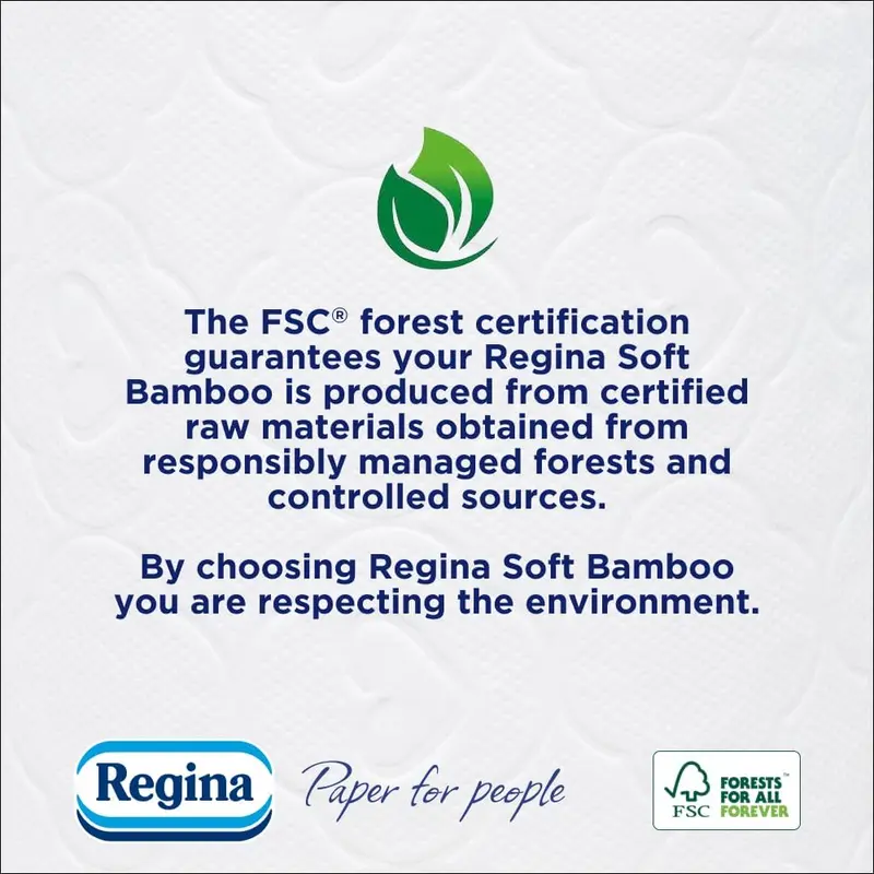 Regina Soft Bamboo - 20 Rolls of Toilet Tissue 3 Ply, 160 Sheets, Naturally Soft for Your Skin, Toilet Tissue Made with Bamboo Fibers, Paper Packaging, FSC Certificated Wipes 4