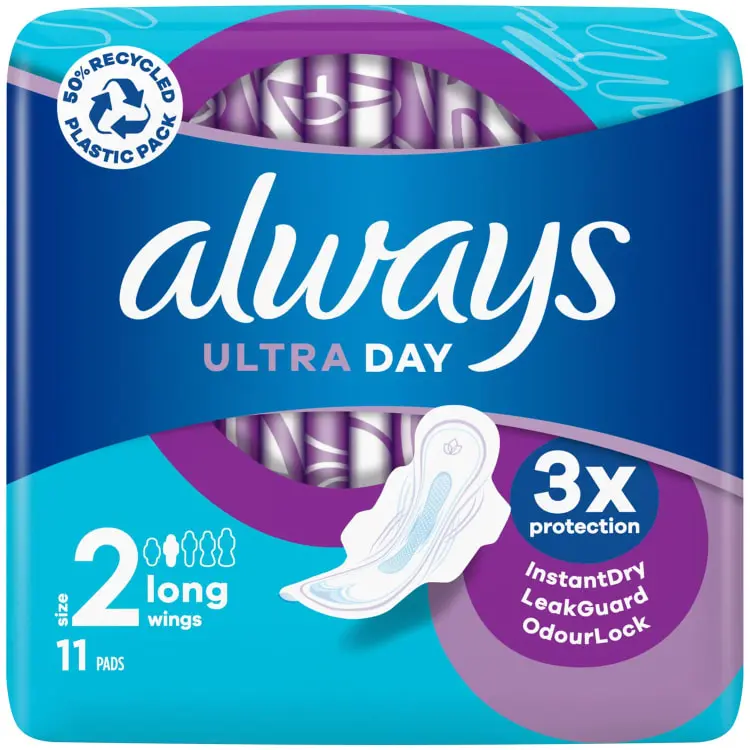Always Ultra Day 11pk - Size 2 Long Wings