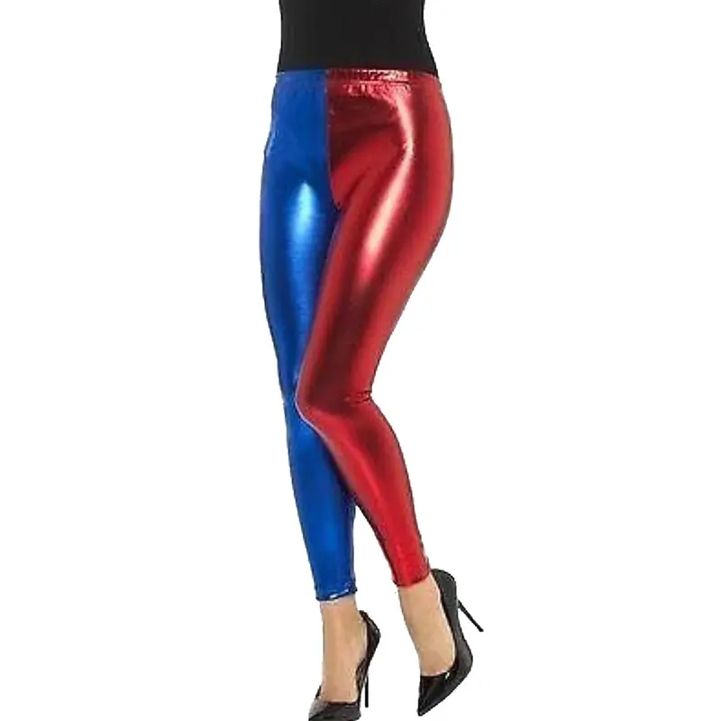 Women's Harley Quinn Bomber Jacket - Leggings - Shorts Red Blue Shiny Cosplay Zip Up - Halloween Costume - Plus Size - Long Sleeve, Womenswear 4