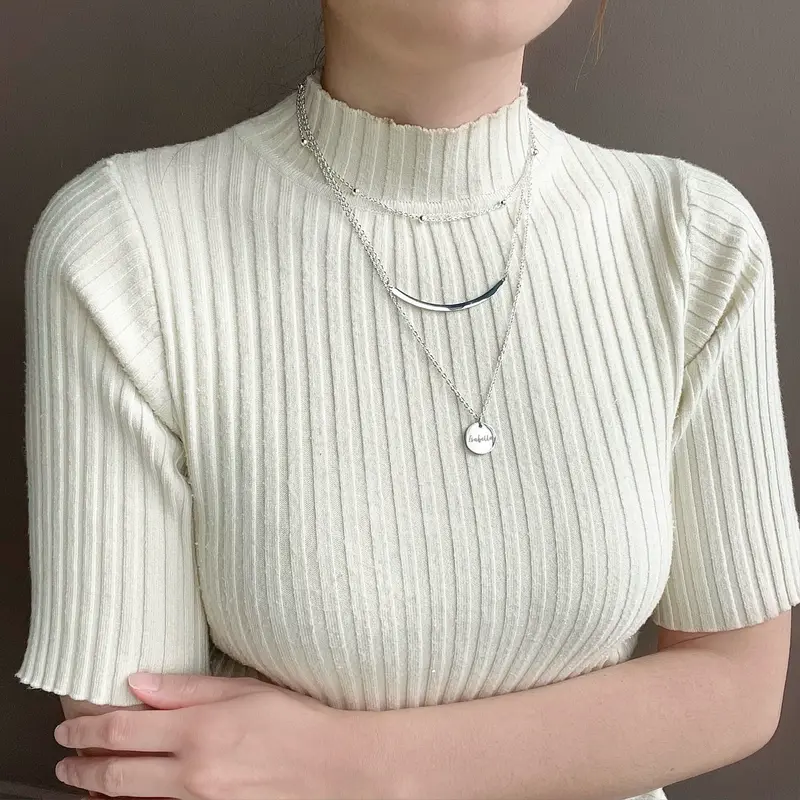 Triple Layer Bar Disc Necklace 2