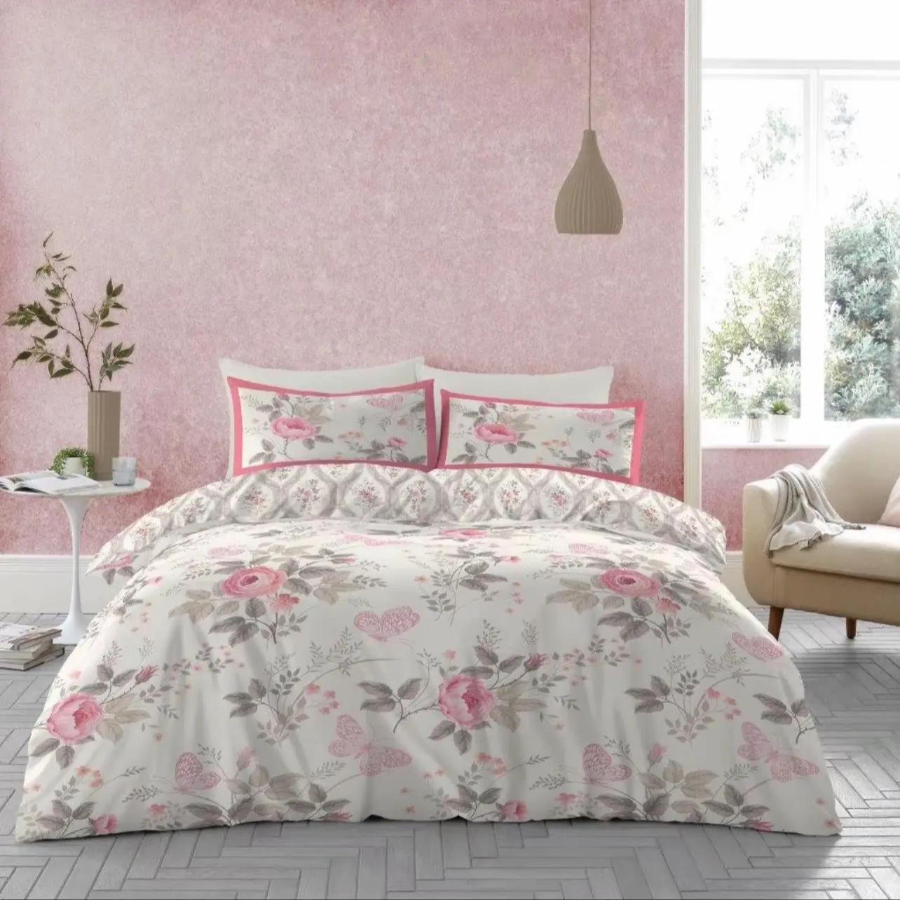 Reversible Duvet Cover Set with Fitted Sheet & Pillowcases in Multiple Sizes