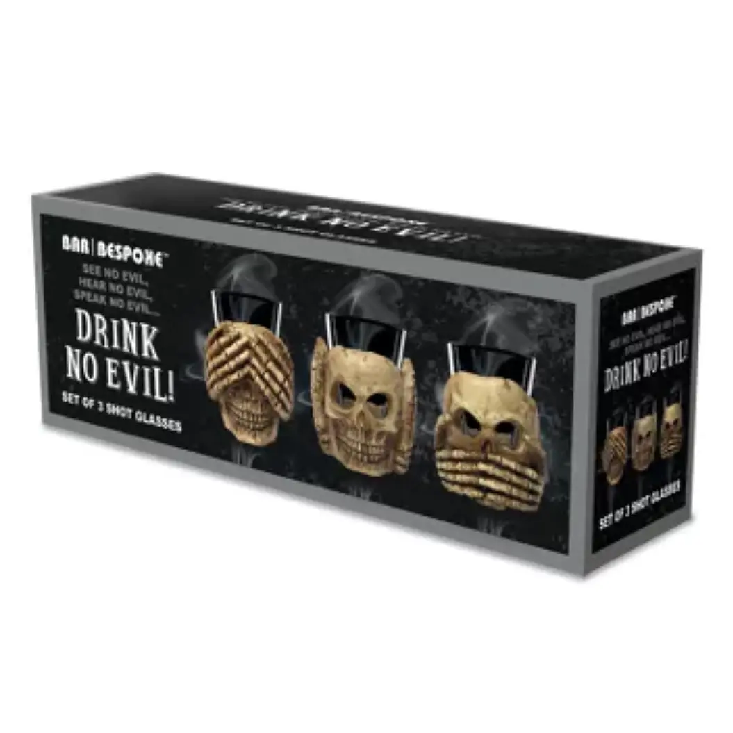 Bar Bespoke No Evil Shot Glasses - Perfect for Drinks - Drinkware Stylish