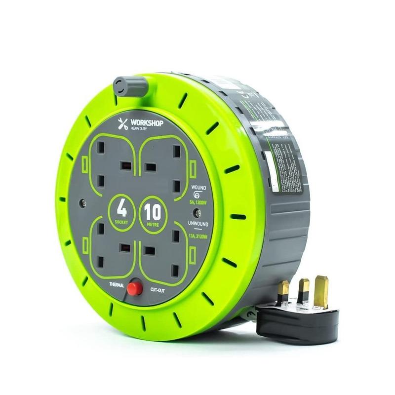STATUS 4 Socket Cable Reel 10m Green Extension Lead 13A Heavy Duty Outdoor Extension Lead S13A4SKT10MCR6 2