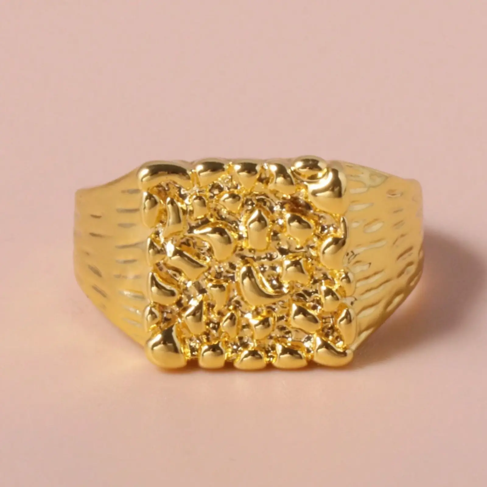 Simple Gold Plated Enamel Metal Ring for Men - 1 Piece