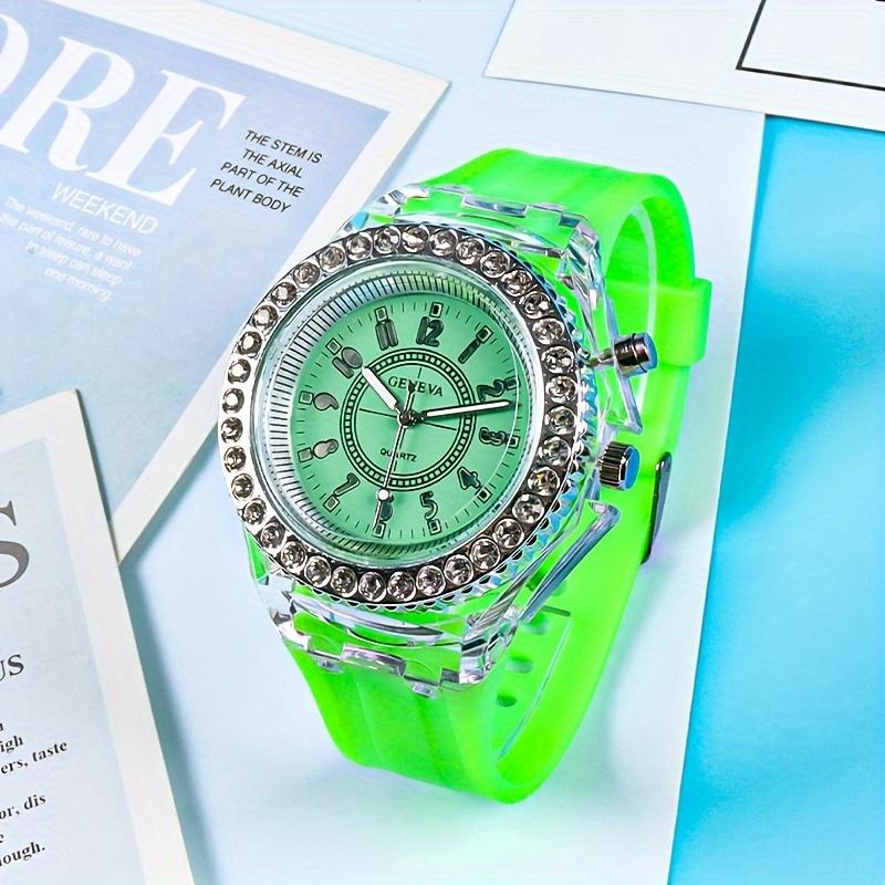 Product Introduction of New Luminous Student Electronic Watch for Teenagers, Junior High and High School Students, Electronic Watch with Rhinestones, Candy Color, Couple Watch, New Year Gift 166 12