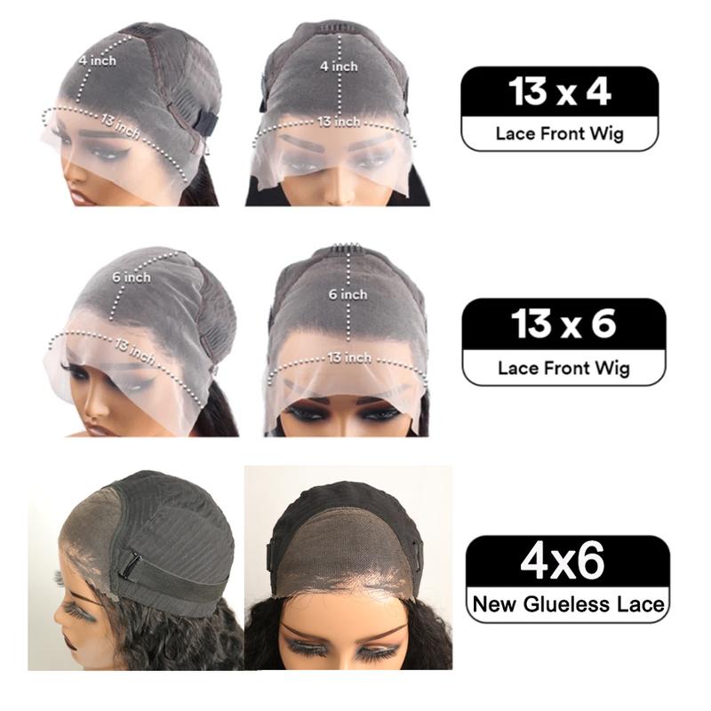 Product Introduction of Deep Wave 13x4 Lace Front Human Hair Wig for Women - Curly 13x6 Wet and Wavy Pre Plucked Hairline Bleach Knots, Natural Black Color 9