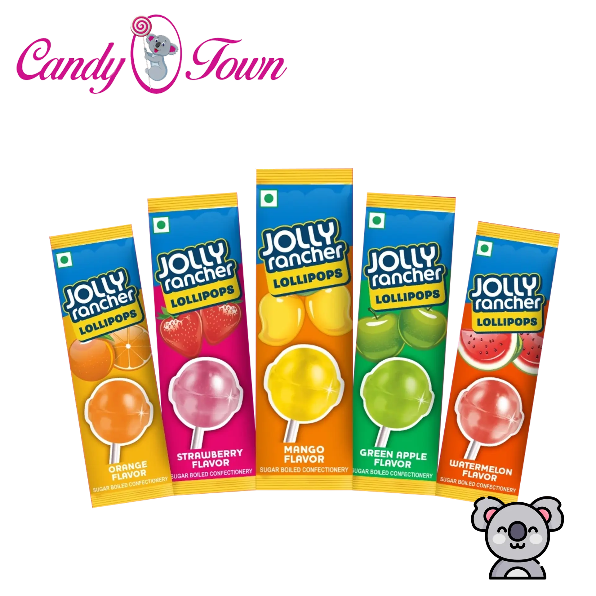 Jolly Rancher Lollipops set of 5 52.5g Mango, Watermelon, Orange, Cherry, & Strawberry Snack Candy