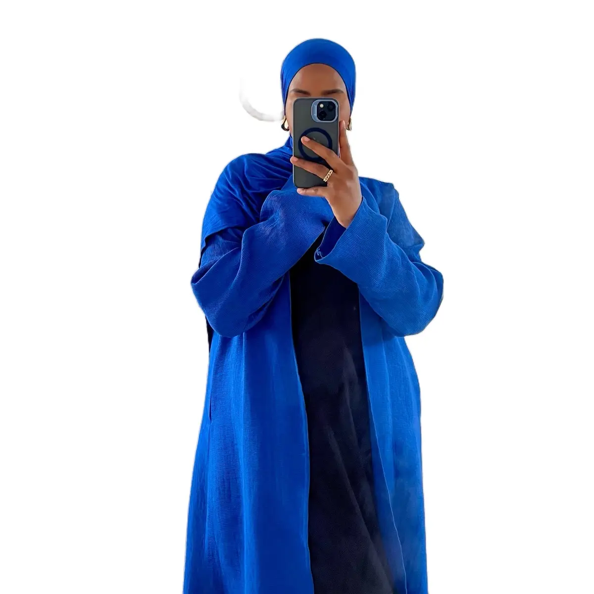50% OFF Cobalt Blue Ribbed Abaya - RUH Collection. Sizes 50-64
