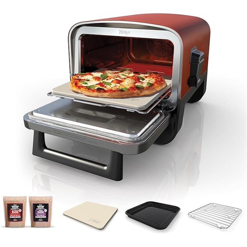 Ninja Woodfire Electric Outdoor Oven, 8-in-1 Pizza Oven, High-Heat Roaster & BBQ Smoker with Roast Rack, Pro-Heat Tray, Pizza Stone, Wood Pellets & Scoop, Electric, 6 Pizza Settings, Burnt Orange 4