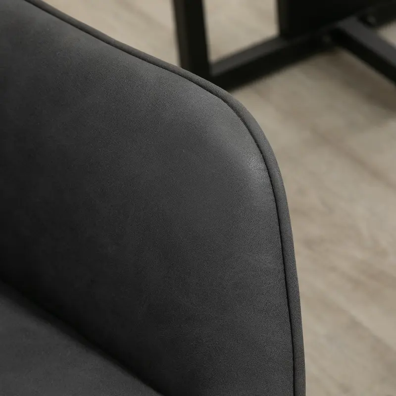 Vinsetto Swivel Office Chair Leather-Feel Fabric Home Study Leisure with Wheels, Grey 8