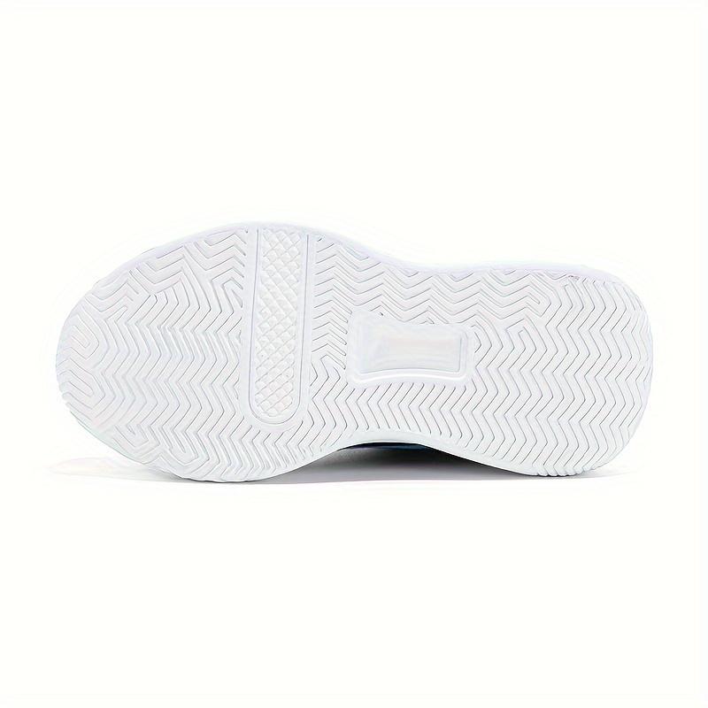 Youngsters' Vibrant Athletic Sneakers - Breathable & Non-Slip, Mid-Top with Hook-and-loop Fastener Strap, Colorful Cloud Pattern & Letter Design, Durable EVA Sole, Perfect for All Seasons, Girls Shoes 7