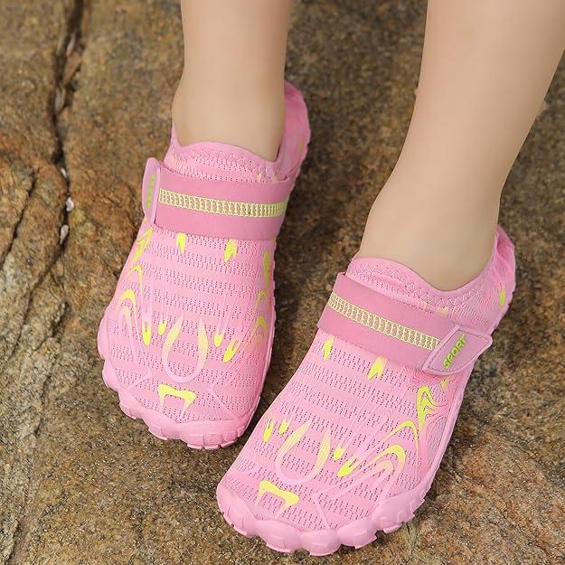 Water Shoes Kids Boys Girls Toddler Aqua Shoes Wide Toe Lightweight Barefoot Skin Shoes Anti-slip Quick Dry Beach Shoes for Swimming Surfing Diving Pool Running 4
