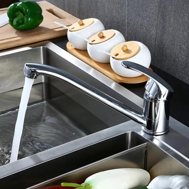Modern Mono Chrome Kitchen Sink Mixer Tap with Swivel Spout and Single Lever 8