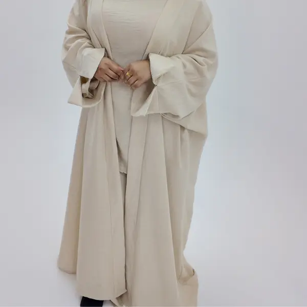 BERBISH Princess Double Cross Tie 3 PIECE COORD SET  top with Flared Sleeves + wide  leg trousers + kimono , One Size (8-18/20), Premium Quality - Womenswear Modest  set  , Casual Elegant Formal Feminine Lady Comfortable graduation modest Adjustable 2