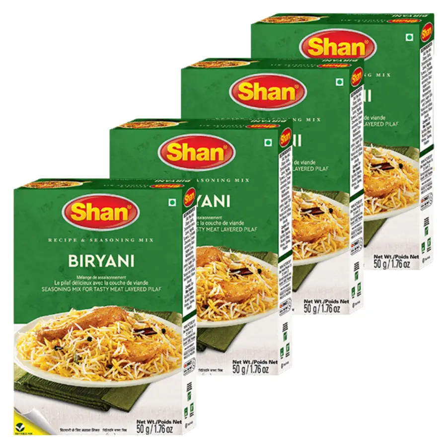 Masala & Powder Mix Bundle Pack with Shan Biryani Recipe & Seasoning Mix 50g - 4 Pack | Suitable For Vegetarians, No Artificial Food Colour.