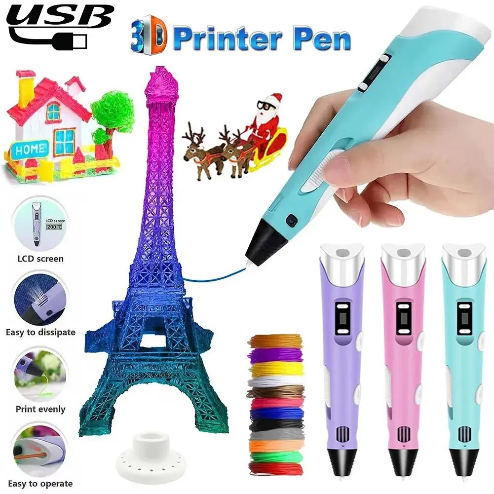 3D Printing Pen Set Doodle Printer Drawing 12 Colours gift Drawing Pen
