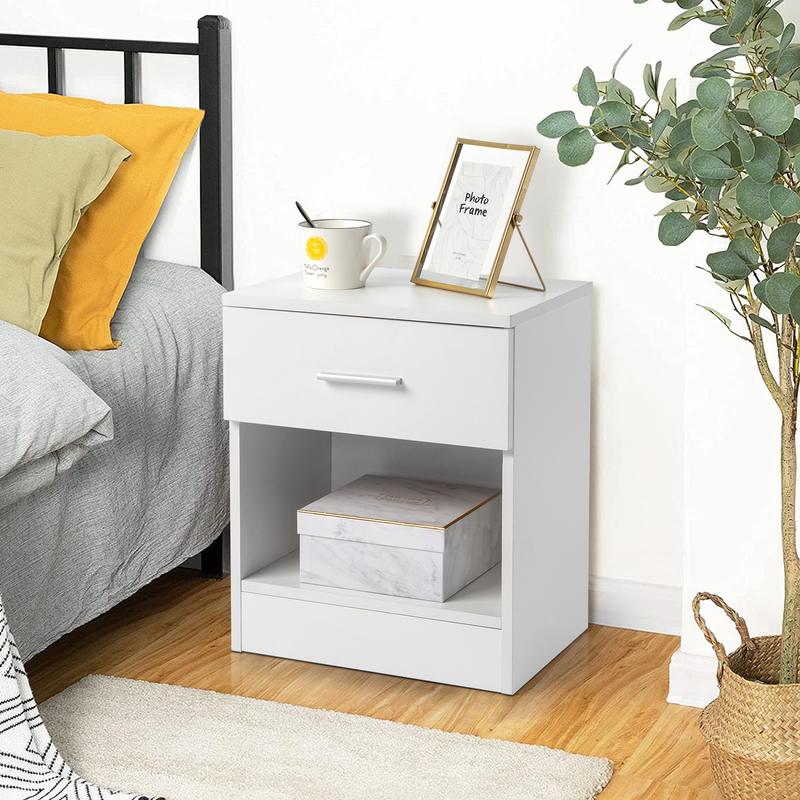2-Tier Nightstand Bedside Cabinet End Table for Bedroom Home Office White 5