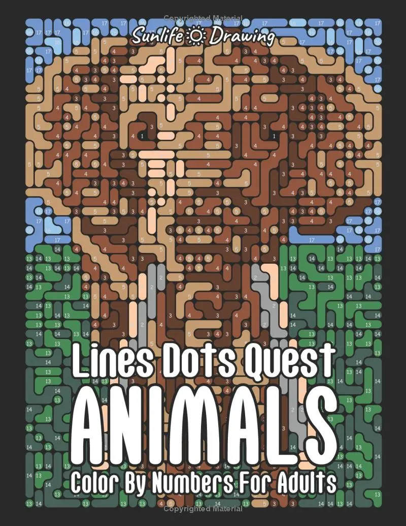 Lines Dots Quest Animals Color By Numbers for Adults: Color Quest Color By Number Coloring Book with Animals and Birds