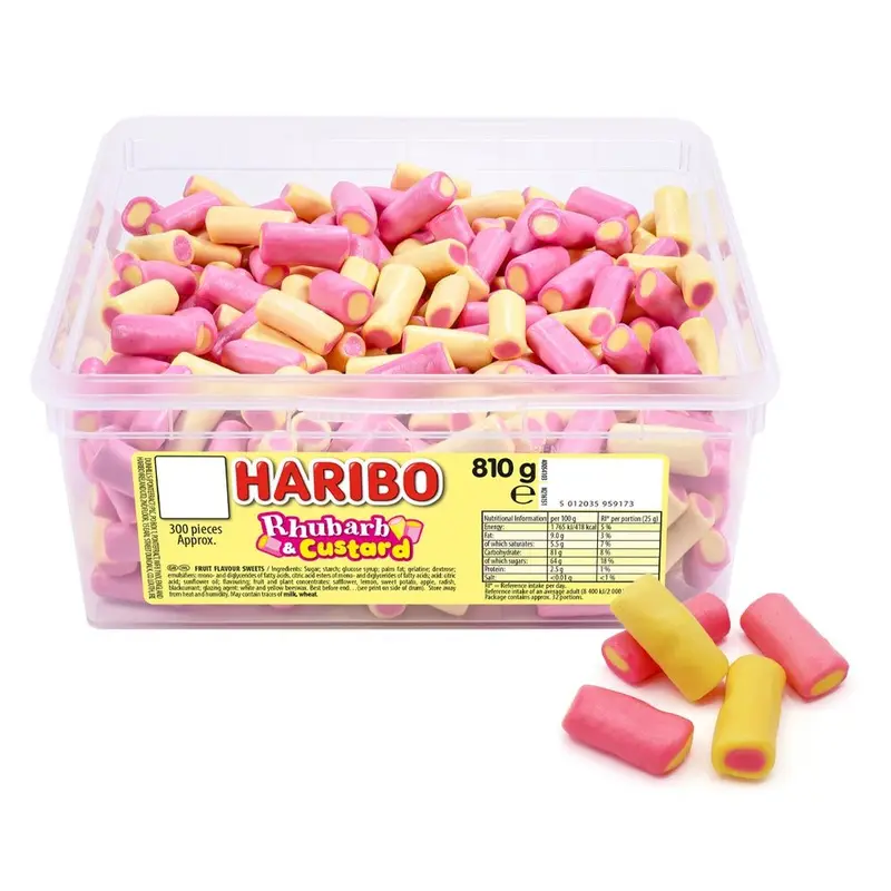 Haribo Rhubarb & Custard 300 Piece Candy/Sweet Snack Tub 810g 0