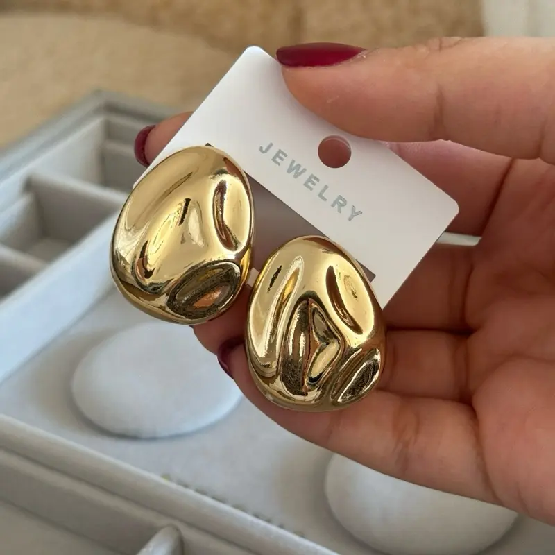 High Quality Gold Earrings - Chunky Statement Design