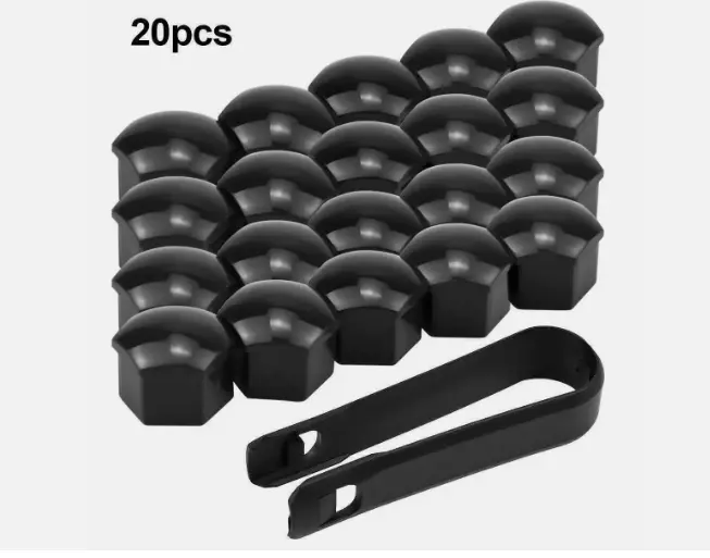 17mm Gloss Black Car Wheel Nut Caps Bolt Covers FOR Audi VW Vauxhall Bmw-20Pcs 2