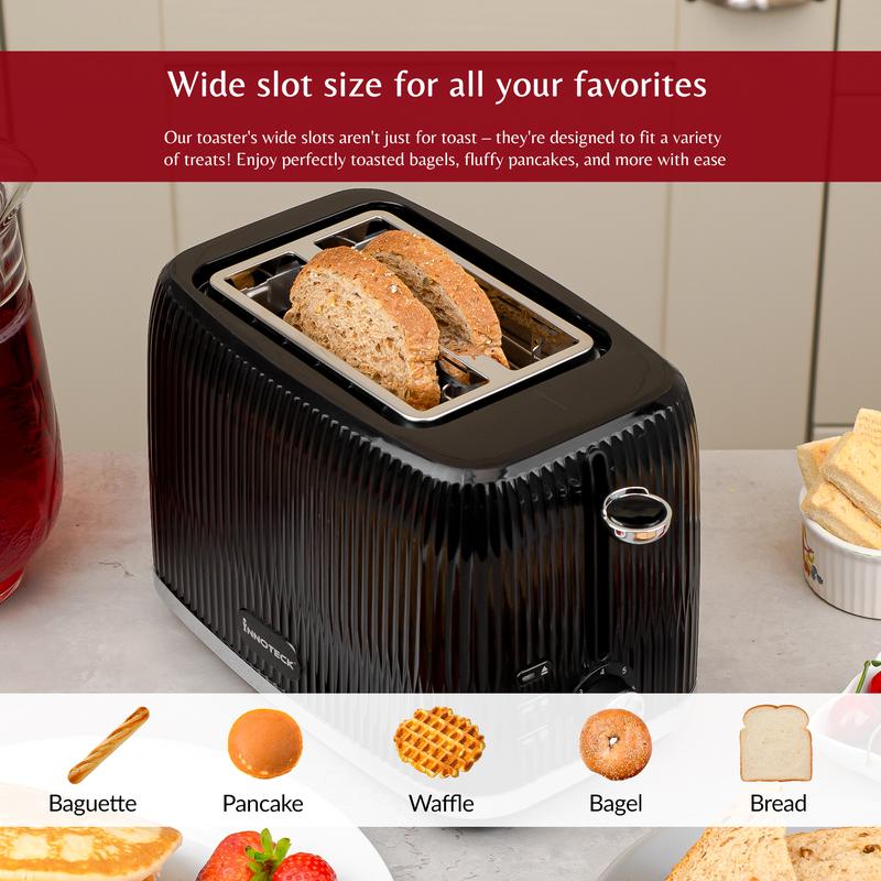 2 Slice Black Toaster - 7 Browning Controls, Defrost, Reheat & Cancel Settings - Making Toast Quickly & Evenly 3