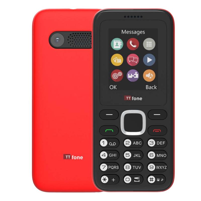TTfone TT150 Red Dual SIM Mobile with USB Cable, Vodafone Pay As You Go 0