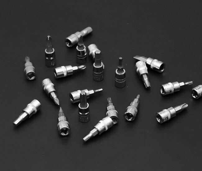 46 PCS 1/4" DR Ratchet Socket Wrench Set Mechanic Tool Kit Extension Bar Repair 5