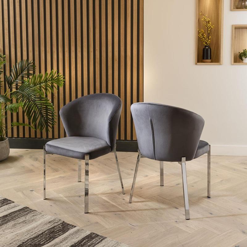 8 Seater Square Table & Velvet Chairs Dining Set Grey 3