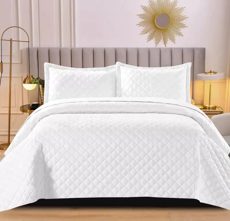 Embossed Quilted Bedspread Bed Throw Comforter Single Double King Size Bedding 7