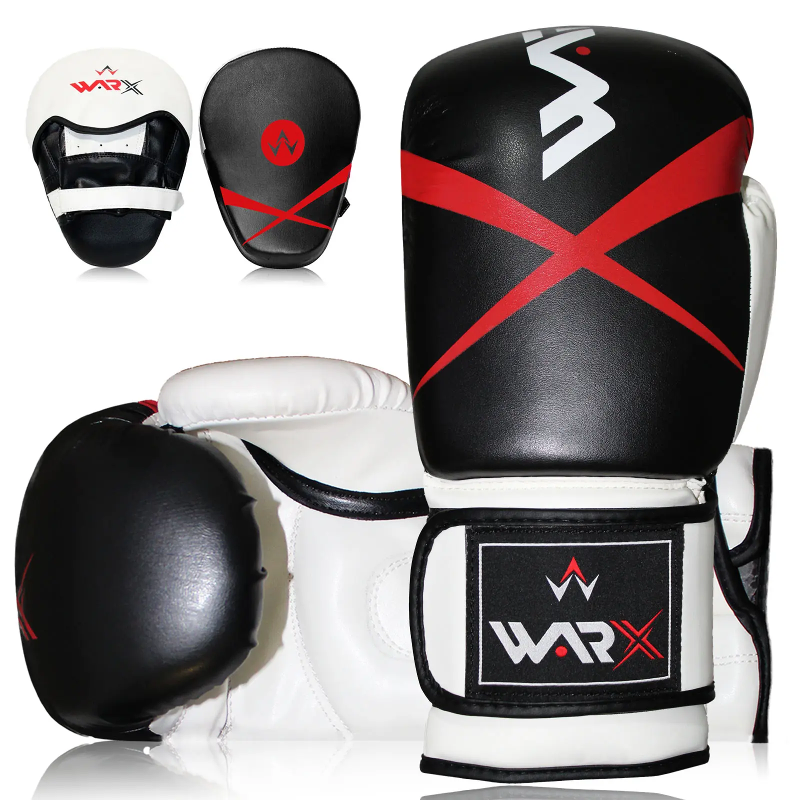 WARX Boxing Gloves and Focus Pads Set Hook & Jabs Mitts Punch Gym Training MMA