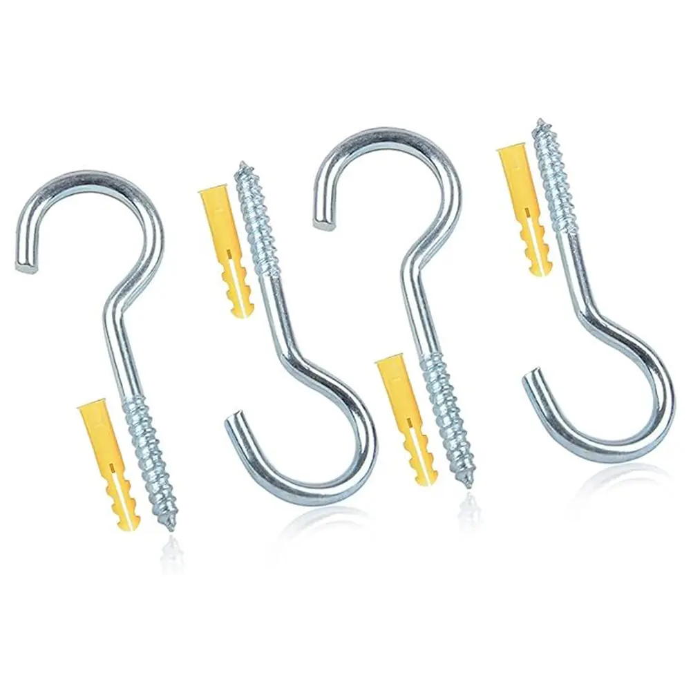 Welari 100mm Heavy Duty Washing Line Hook Set Stainless Steel Screw Rustproof Ceiling Concrete Wall Mount Tension Wire Hanging Indoor Outdoor Use Thank You Card Pack of 4