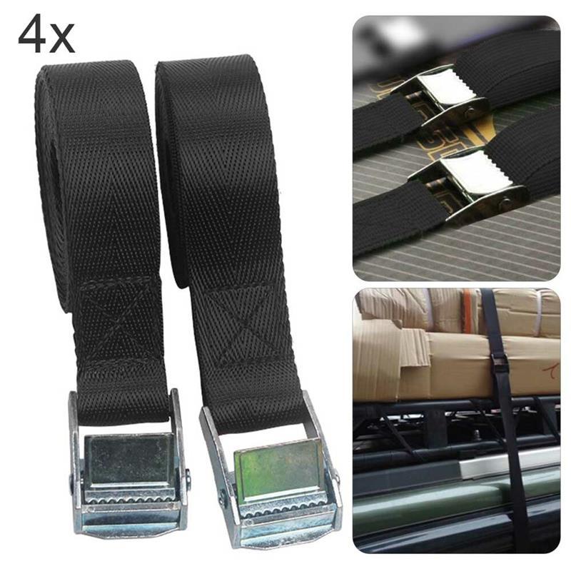 Set Of 4 Lashing Straps Cargo Luggage Tie Down Cam Buckle Roof Rack 5m x 25mm 4