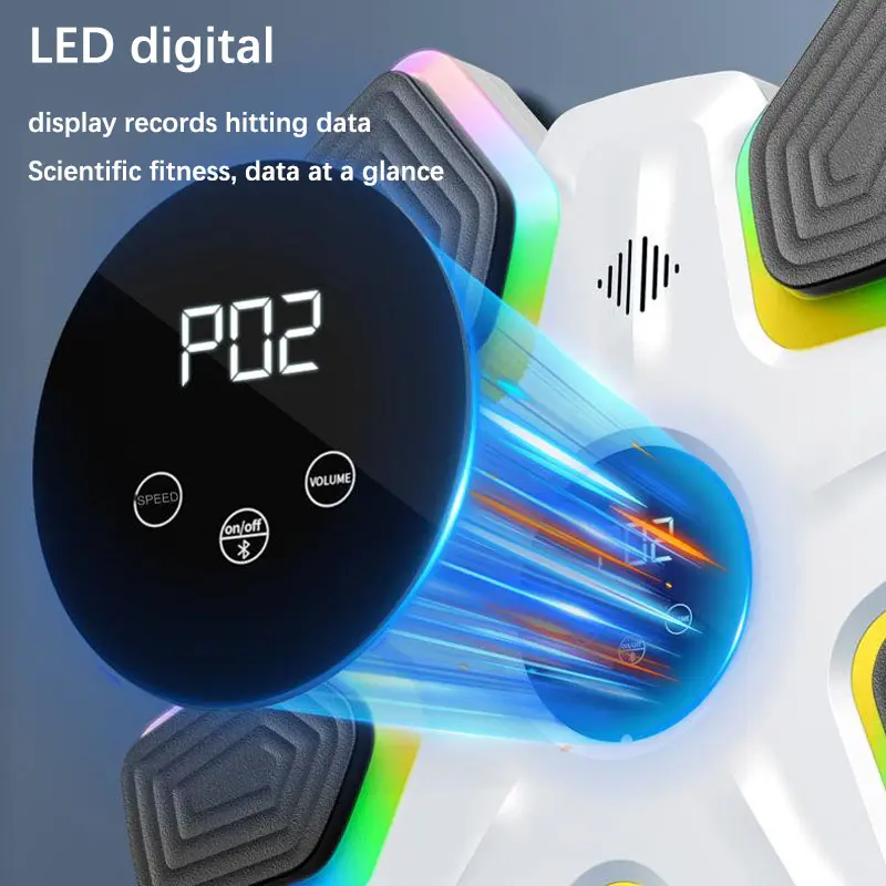 Music Boxing Machine, Intelligent Boxing Machine with Lighting, Wall Mounted Boxing Machine for Adults and Kids, Supports Bluetooth, Speed Adjustment, Mounting Height 8