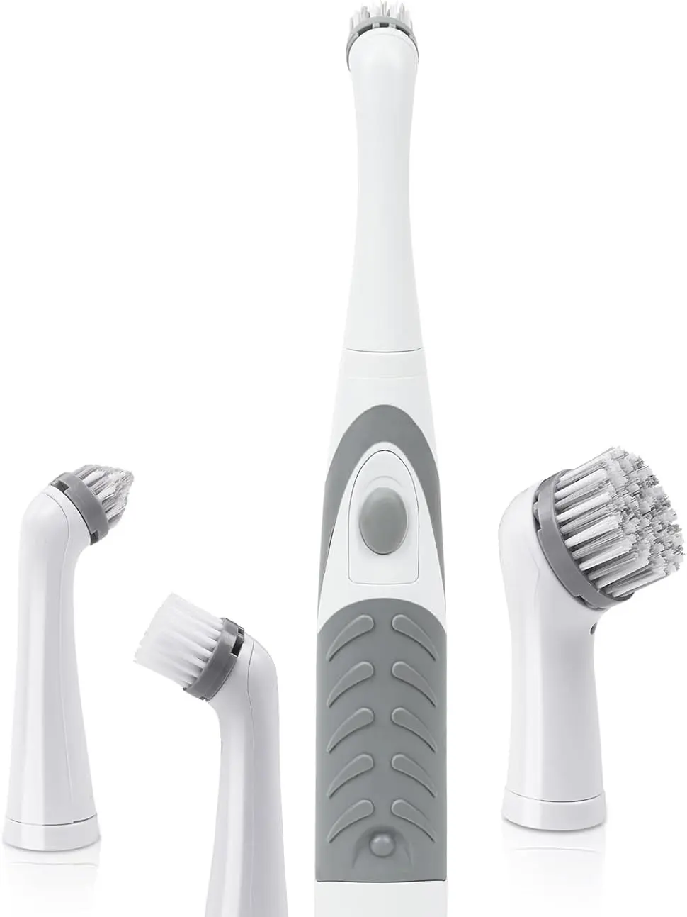 Adiwo Electric Cleaning Brush for Tiles and Tubs, Electric Spin Scrubber, Household Cleaning Brush 4 Heads, Kitchen Accessories for Home, Bathroom Floors, Tubs, Showers, Tiles (Grey)