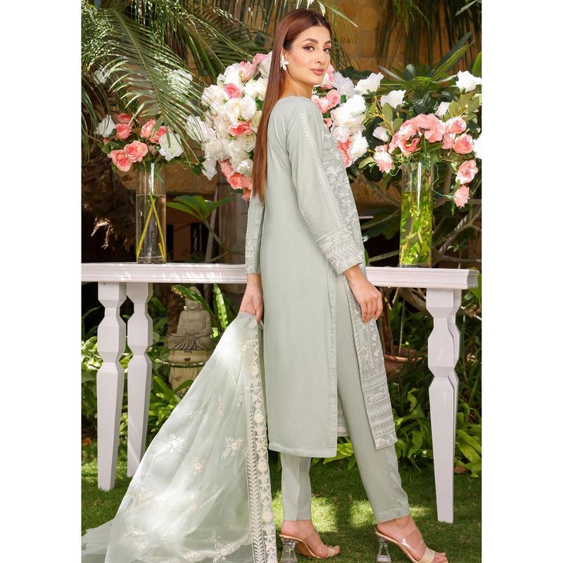 HK256 Lira - Mint Readymade Linen Mother & Daughter Suit 1