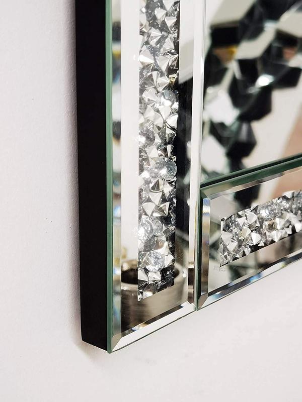 Zidan Bargains 60X40Cm Crushed Jewel Wall Mirror Loose Diamante Crystal Rectangular Mirror Room Decoration Ideas 5