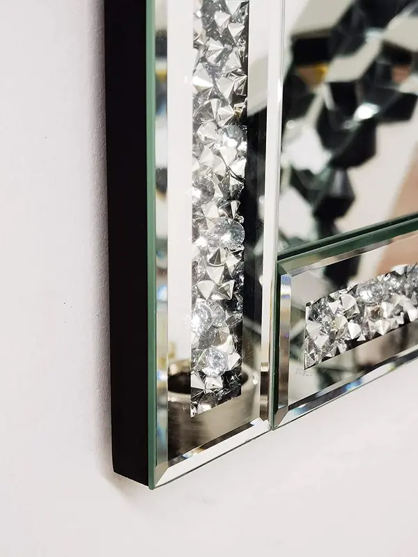 Zidan Bargains 60X40Cm Crushed Jewel Wall Mirror Loose Diamante Crystal Rectangular Mirror Room Decoration Ideas 5