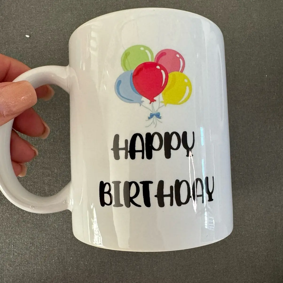 Happy Birthday Mug with Balloon Design