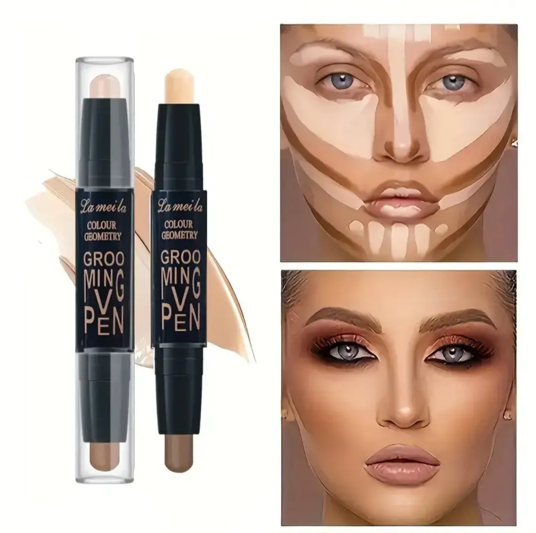 Bronzer Concealer Stick , Conturing Highlighting Pen , Facial Shadow & Bronzer Makeup Stick Creamy Color Coffee Correcting Cosmetic 01 Natural + Light Coffe