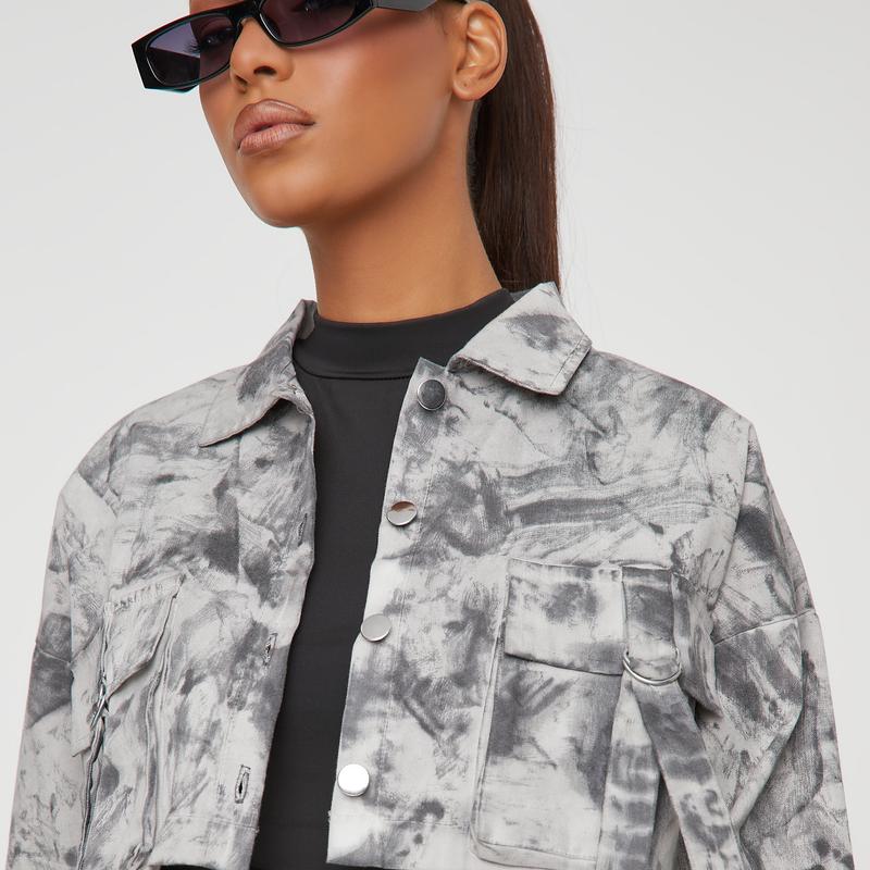 Oversized Belt Detail Cargo Cropped Jacket 2
