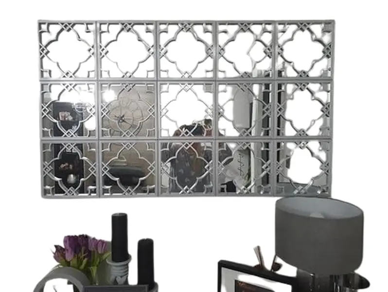 Set Of 3 Silver Moroccan Tile Mirrors Moroccan Wall Art Hanging Mirror Square For Hanging And Wall Decor Small Sliver Home Accessories Gifts
