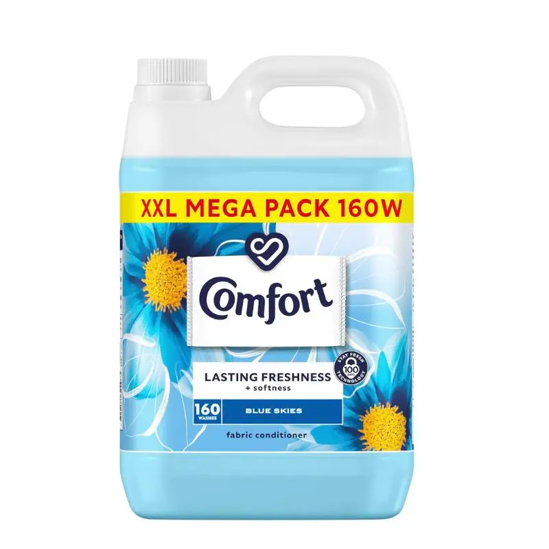 Comfort Blue Skies Fabric Conditioner with Stay Fresh technology for 100 days of freshness + fragrance* 160 washes (4.8 L)