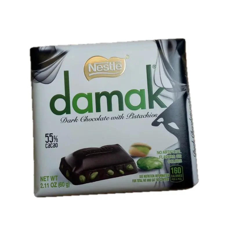 Damak Pistachio Chocolate Bar 60g - Premium Gift Snack, Rich Milk Chocolate with Crunchy Pistachios Blend Of Smooth, Rich Milk Chocolate And Crunchy, Premium Pistachios. Excellent Choice For Gifting, Snacking, Or Sharing With Loved Ones Dessert Bonbon 3
