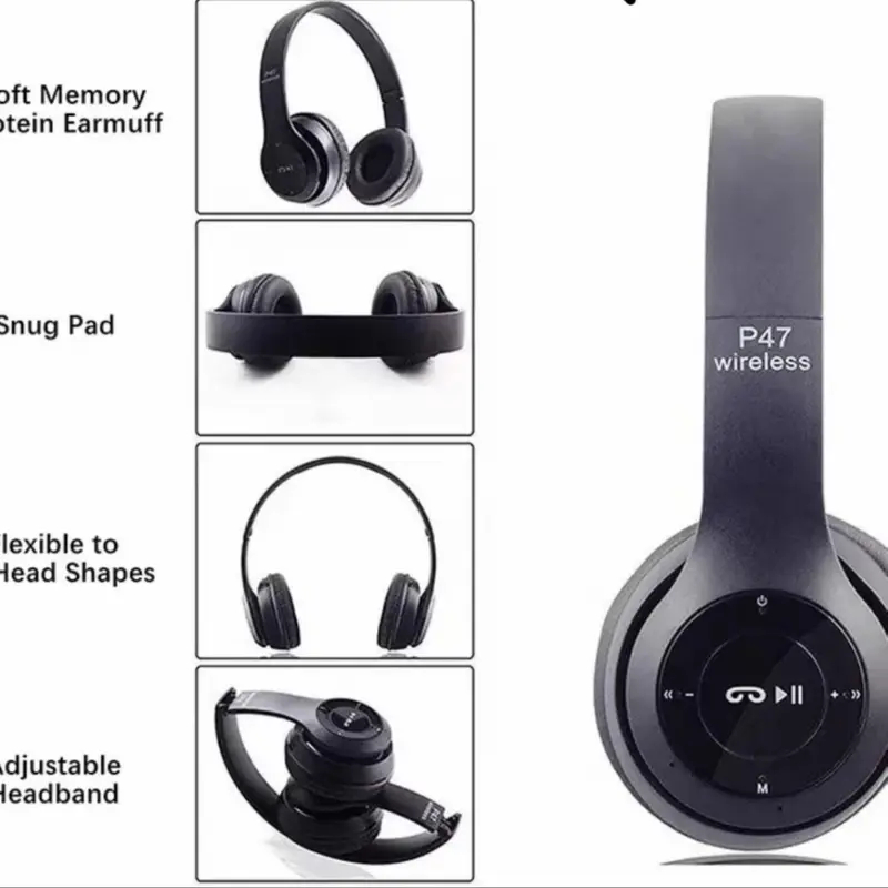 P47 High Quality Bluetooth Headphones - Audio and Electronic Devices Wireless Headset 1