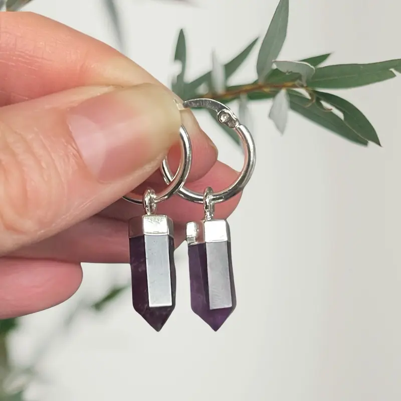 TEMPLE VIOLET amethyst - earrings - amethyst with silver detailing. 1